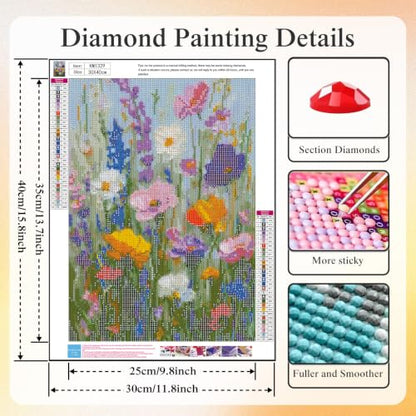 CHWGLFGG Floral Wildflower Diamond Art Kits for Adults Beginners 12x16inch - color: KM1329-1