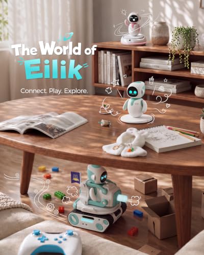 ENERGIZE LAB Eilik –Your Desktop Companion Full of Personality with Expressive Animations & Reactions, Touch-Responsive Play, Mini Games, Robot for Adults & Kids