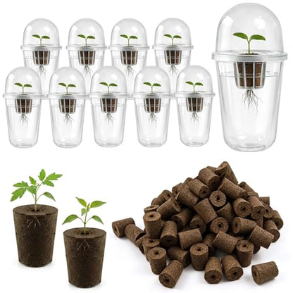 10 Set Seed Starter Cup Kit with Dome,Self Watering Propagation Cups