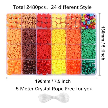 2480pcs Thanksgiving Fall Polymer Clay Beads Charms Friendship Bracelet Necklace Earring Jewelry Making kit, Accessories for Arts Crafts DIY Gifts for Women Girls - color: A5#Thanksgiving Fall