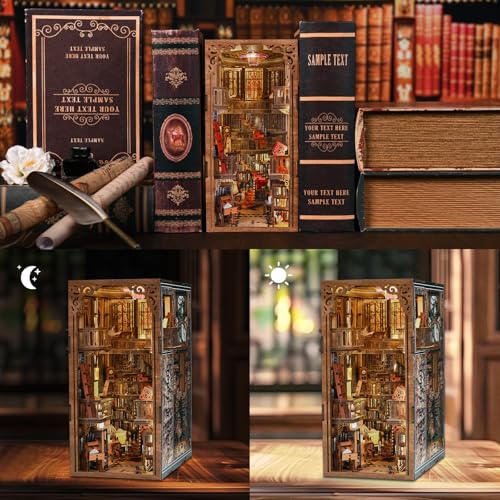 CCCDF Abbey Library Book Nook Kit, DIY 3D Wooden Puzzle with LED - color: Abbey Library