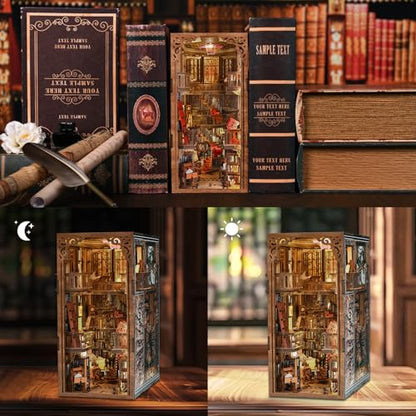 CCCDF Abbey Library Book Nook Kit, DIY 3D Wooden Puzzle with LED - color: Abbey Library