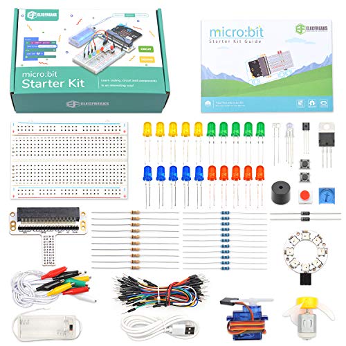 ELECFREAKS microbit Starter Kit 24 Accessories Micro:bit Basic Coding Electronics Kit, microbit Makecode Learning Kit with Guidance Manual (Without Micro: bit) - size: 83 x 55 millimeters