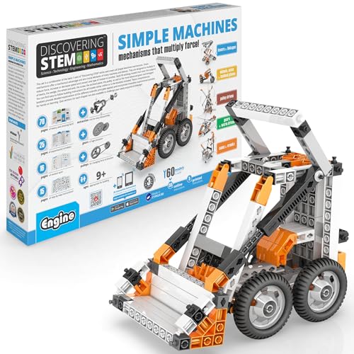 Engino: Discovering STEM - Simple Machines: Mechanisms that Multiply Force - 60 Models, Brick Building Set, Snap-Fit Construction, Experiment, Kids 9+