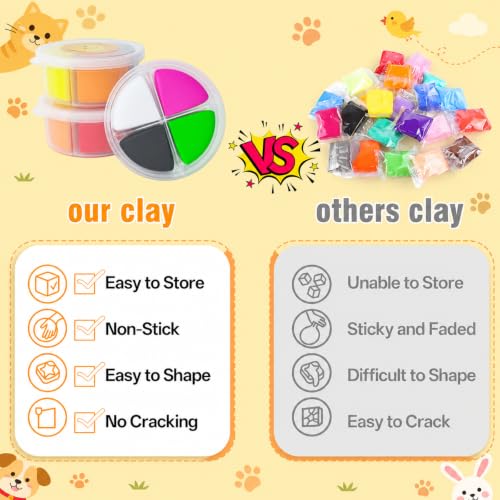 Air Dry Clay Kit -12 Animals Modeling Clay for Kids Arts and Crafts - color: #01Yellow- Pet Paradise