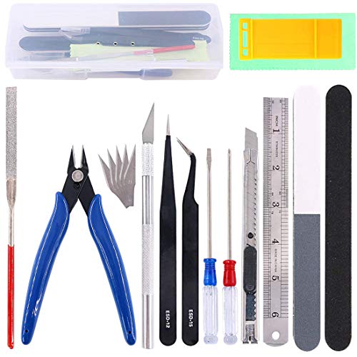 18Pcs Gundam Tool Kit Gundam Modeler Basic Tools Craft Set with Plastic Box Gunpla Tools for Basic Model Building, Repairing and Fixing - color: 18 Gundam Model Kit Tools