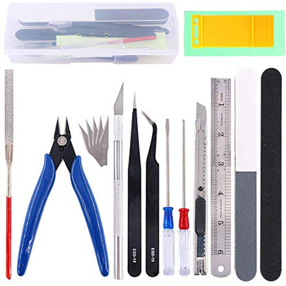 18Pcs Gundam Tool Kit Gundam Modeler Basic Tools Craft Set with Plastic Box Gunpla Tools for Basic Model Building, Repairing and Fixing - color: 18 Gundam Model Kit Tools