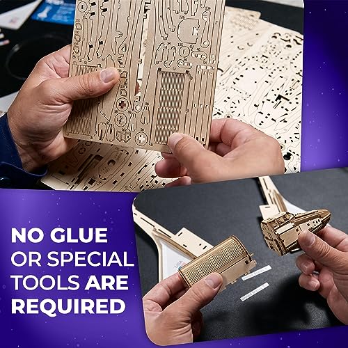 UGEARS NASA Space Shuttle Discovery - Wooden Models to Build for Adults - Space Shuttle Model Kit - Mechanical 3D Puzzle Wooden Model Kit for Adults - Spacecraft Model with Detailed Features