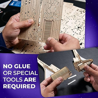 UGEARS NASA Space Shuttle Discovery - Wooden Models to Build for Adults - Space Shuttle Model Kit - Mechanical 3D Puzzle Wooden Model Kit for Adults - Spacecraft Model with Detailed Features