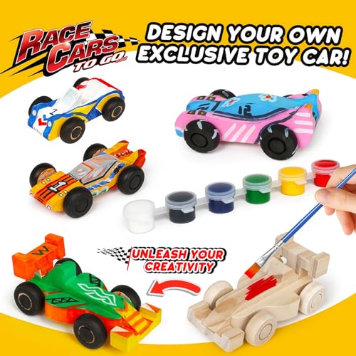 12 Pieces Unfinished Wooden Cars, Wood DIY Cars Arts and Crafts Kit for Students Home Activities Easy Woodworking and Family Time (Paints and Brushes not Included)