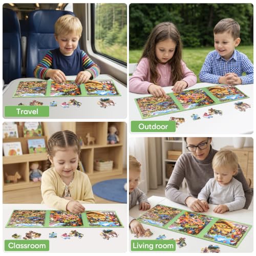 Biarek Playground Magnetic Puzzles for Kids 3-5, 75-Piece Travel Set - color: Playground - 75 Pieces