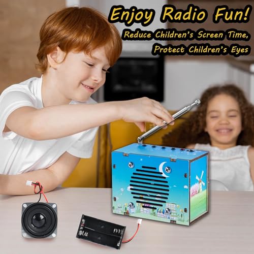 STEM Toys DIY FM Radio Kit, Science Circuit Project, Boy Gift Toys Age 8-13 - color: Printed Blue