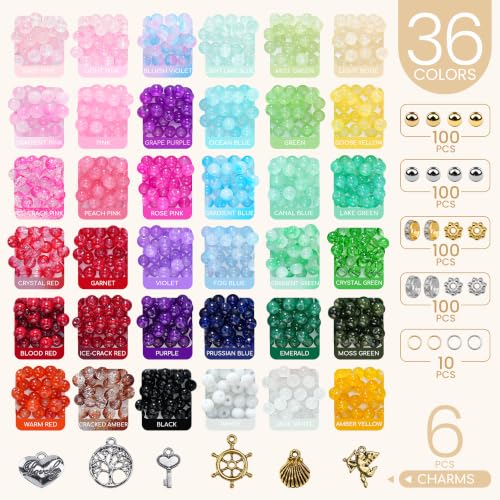 1425Pcs Glass Beads for Jewelry Making, 36 Colors Bracelet Making kit