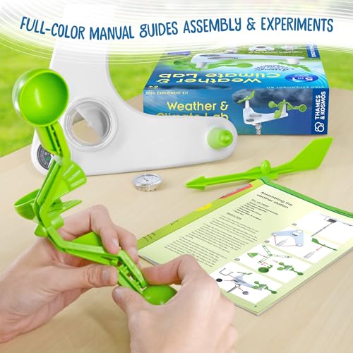 Thames & Kosmos Weather & Climate Lab STEM Experiment Kit, 5-in-1 Meteorology Station w/Wind Vane, Compass, Rain Gauge, Anemometer & Thermometer for Ages 6+, Includes Stake for Outdoor Use