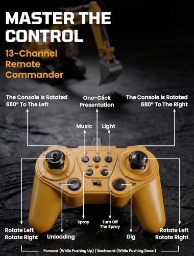 Spray Kids RC Excavator Toy 13-Channel with Sound & Light 60 mins Playtime - style: RC Excavator