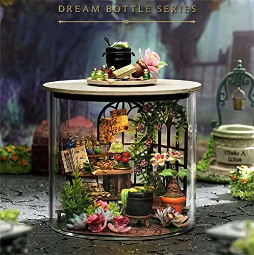Flever Dollhouse Miniature DIY House Kit Creative Room Dream Bottle Series with Furniture for Romantic Valentine's Gift (Magic Garden) - color: Magic Garden