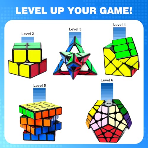 AuntyFey Speed Cube Set 5 Pack, 2x2 3x3 4x4 Megaminx Pyramid, Kids & Adults - style: 5 Pack