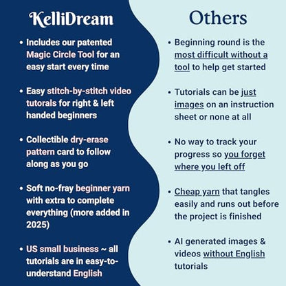 KelliDream Magic Circle Tool Inclusive Learn to Crochet Kit for Beginners; Step-by-Step Video Tutorials; All Supplies to Make Cute Amigurumi (Bear) - color: Bear