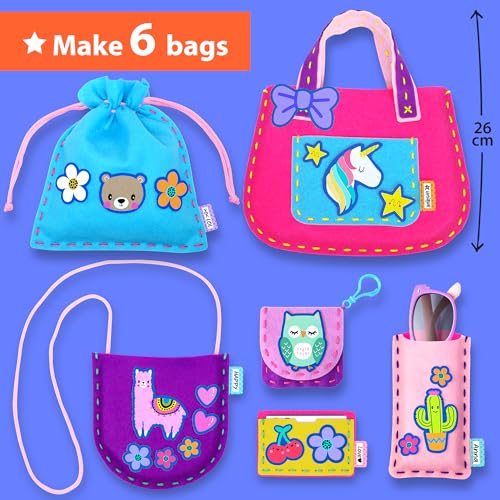 KRAFUN Sewing Bag Kit for Beginner Kids - 6 Animal Themed Projects Age 6+