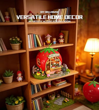 Roroom DIY Miniature House Kit, Strawberry Sweet Shop Dollhouse Kit - color: Bear Berry Shop