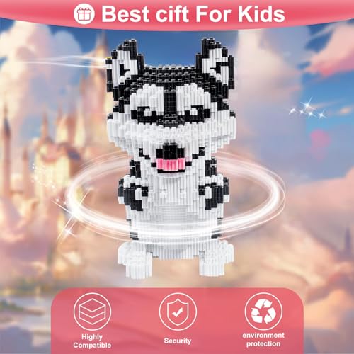Micro Dog Building Husky Set, DIY Animal 3D Puzzle Building Toy Bricks Set, Educational Particle Building Blocks Toys Kits Gifts for Kids or Adults (4800 Pieces) - color: Husky Dog