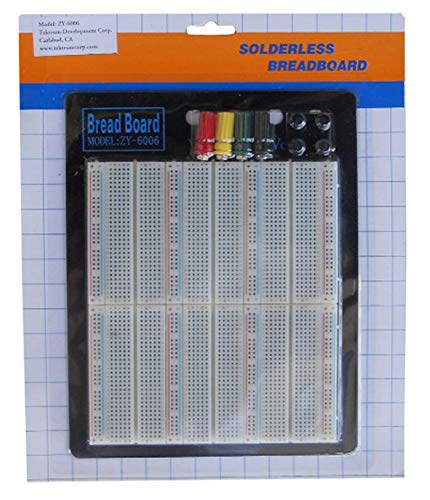 TEKTRUM EXTERNALLY Powered SOLDERLESS 2200 TIE-Points Experiment Plug-in BREADBOARD with Aluminum Back Plate and Jumper Wires for Proto-Typing Circuit - size: 2200 TIE-POINTS