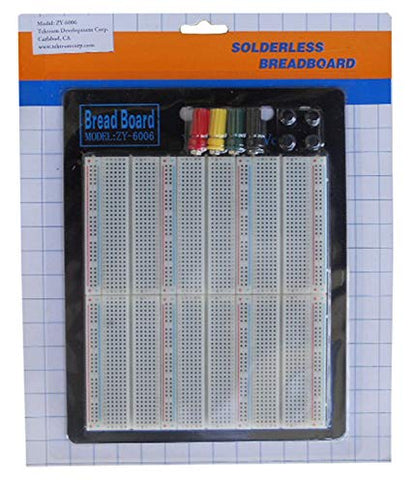 TEKTRUM EXTERNALLY Powered SOLDERLESS 2200 TIE-Points Experiment Plug-in BREADBOARD with Aluminum Back Plate and Jumper Wires for Proto-Typing Circuit - size: 2200 TIE-POINTS