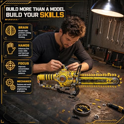 Motorized Chainsaw Building Kit 1096 Pcs - color: Mechanical Chainsaw With Motor
