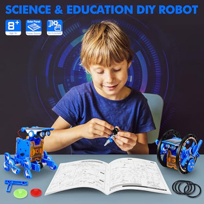 Bottleboom STEM 13-in-1 Education Solar Power Robots Toys for Boys Age 8-12, Educational Toy Science Kits for Kids