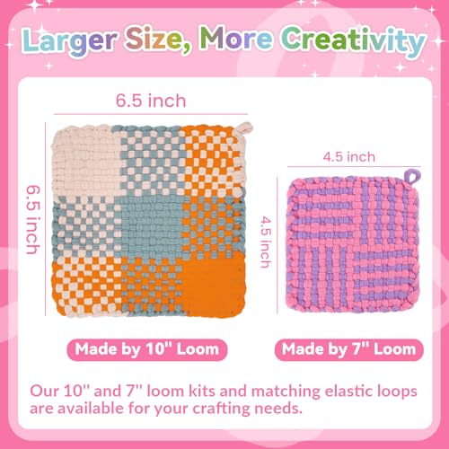 Pro 10 Inch Potholder Loom Kit for Kids & Beginners, Large Weaving Loom Crafts for Girls Age 6-12 Year Old & Adults, Gift Ideas for Birthday & Christmas, 112 Delicate Loops to Make 2 Pot Holders - color: Potholder Loom Kit