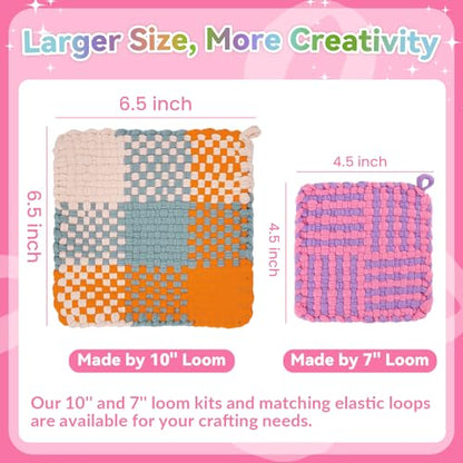 Pro 10 Inch Potholder Loom Kit for Kids & Beginners, Large Weaving Loom Crafts for Girls Age 6-12 Year Old & Adults, Gift Ideas for Birthday & Christmas, 112 Delicate Loops to Make 2 Pot Holders - color: Potholder Loom Kit