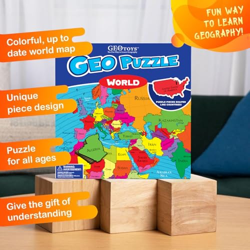 GeoPuzzle World Jigsaw Puzzles, 68 Pc Map Puzzle for Kids Ages 6 & Up - color: 1 Set-world