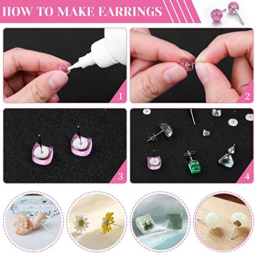 Caffox Hypoallergenic Earring Posts and Backs, 1800pcs Stainless Steel Stud Earring Kit with Earring Base Studs, Earring Backs and Jump Rings for Clay, Resin, Pearls, Jewelry Making and Crafting - color: Silver