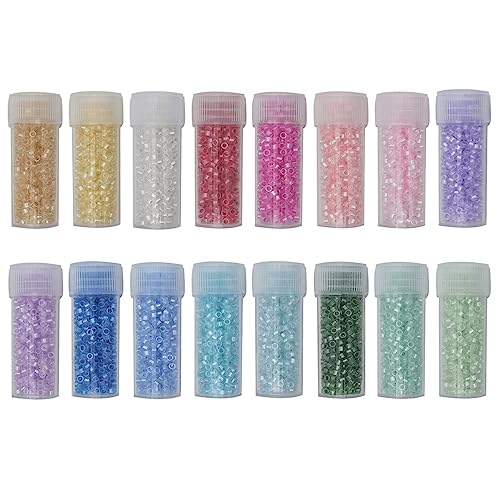 INSPIRELLE Uniform 80 Gram 12/0 (2mm) Cylinder Glass Seed Beads - color: 16x Pearl Lustre Colors