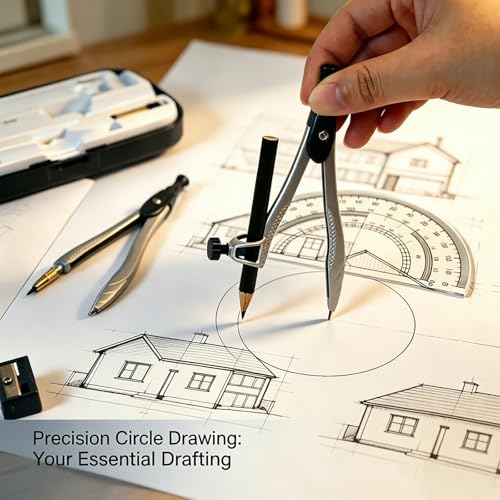 Marte Vanci 10 Piece Geometry Set, Math Geometry Kit with Storage Case, Includes 2 Compasses Rulers Protractor Pencil Eraser Sharpener Lead Refills Student Supplies for Drafting, Math Study (Black) - color: Black