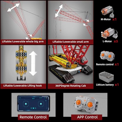 Mould King Crawler Crane LR13000 Building Block Kits, Technical Construction Vehicles Cranes Model with Motor/APP Remote Control, Gift for Age 14+/Adult Collections Enthusiasts (4318+ Pieces) - color: L-17015