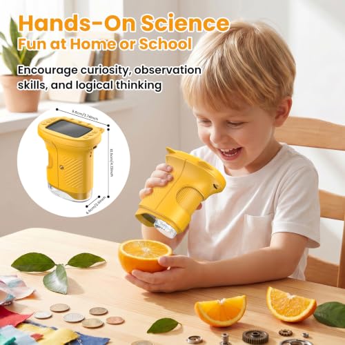 Alotwan Kids Microscope Handheld, Digital 1000X, 2.4" HD Screen - color: Yellow