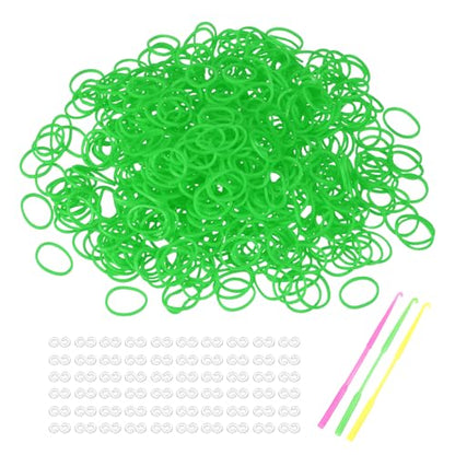 MECCANIXITY 1800 Pcs Loom Rubber Bands Kit with 75 Pcs S-Clips 3-Hooks Rubber Bands Refill Bracelet Making Kits for Weaving DIY Handcrafts Gift, Grass Green - color: Grass Green