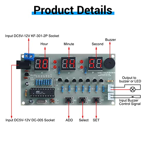 MiOYOOW 6-Digit Alarm Clock Soldering Practice Kit for College High School - color: 6 Digit Clock Kit(0.56 Inch)