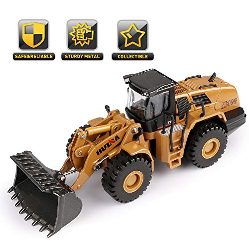 1/50 Scale Diecast Four Wheel Loader Truck Toy, Metal Construction Equipment Bulldozer Models for Kids (Wheel Loader) - style: Wheel Loader