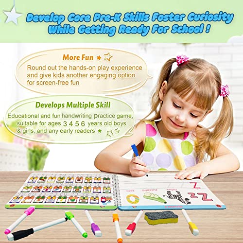 ALIANFLY Preschool Learning Activities Educational Workbook - Toddler Prek Montessori Handwriting Practice Activity Tracing Toys Busy Book for Kids, Autism Learning Materials and ABC Learning Book - color: Blue - General