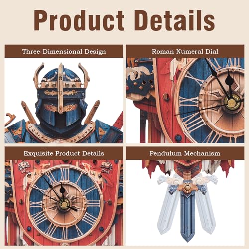 3D Puzzles for Adults Knight Shield Puzzle Clock Adult Crafts - color: Knight Shield Clock