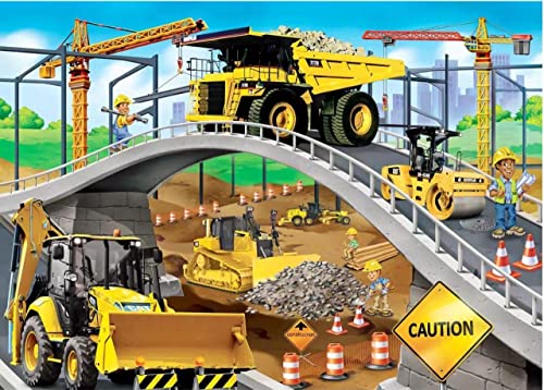 LELEMON Puzzles for Kids Ages 4-8,Construction Site 100 Piece Puzzles for Kids,Educational Kids Puzzles Jigsaw Puzzles in a Metal Box,Children 100 Piece Puzzle Games Puzzle Toys for Girls and Boys - color: Cool Construction Site
