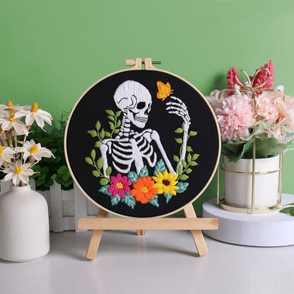 Louise Maelys 3 Set Halloween Skull Embroidery Kit for Beginners - color: skull flower