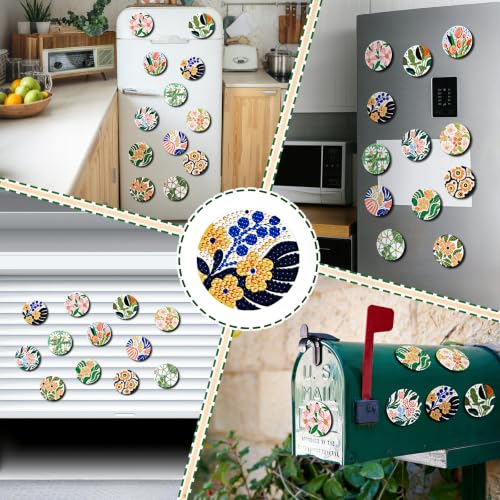 Zonon 12 Pcs Boho Floral Diamond Art Magnet Kits for Fridge - color: Boho, style: Floral