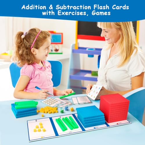 Base Ten Blocks Plastic 147 pcs Place Value Blocks with 3 dice