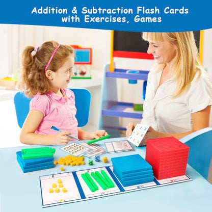 Base Ten Blocks Plastic 147 pcs Place Value Blocks with 3 dice