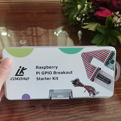 for Raspberry Pi GPIO Breakout, T-Type GPIO Expansion Board+830 Points Solderless Breadboard+65pcs Jumper Cables+40pin Rainbow Ribbon Cable