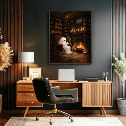 Halloween Paint by Numbers Kit for Adults,Paint by Number Adult Ghost 16x20 - color: Halloween Ghost Coffee, size: 16*20inch