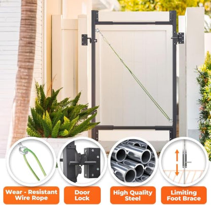 Heavy Duty Steel Frame Metal DIY Gate Building Kit for 36-60" Wide - color: Black for 5 to 6 Feet High Fence